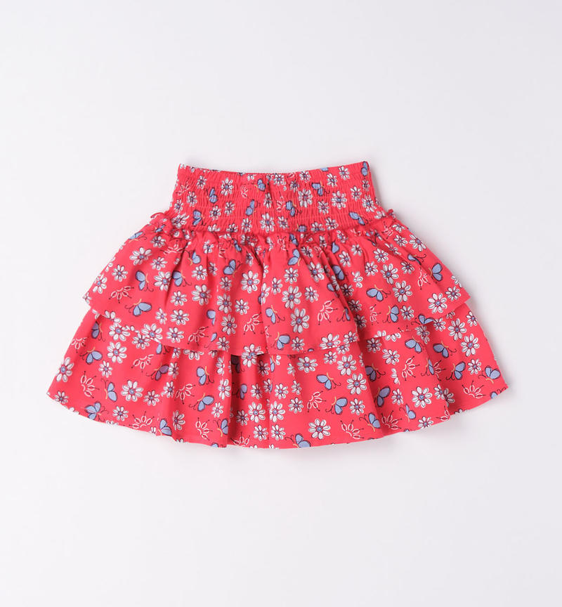 Sarabanda floral skirt for girls from 9 months to 8 years BIANCO-ROSSO-6VG3