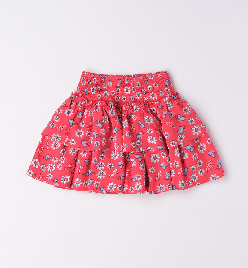 Sarabanda floral skirt for girls from 9 months to 8 years BIANCO-ROSSO-6VG3
