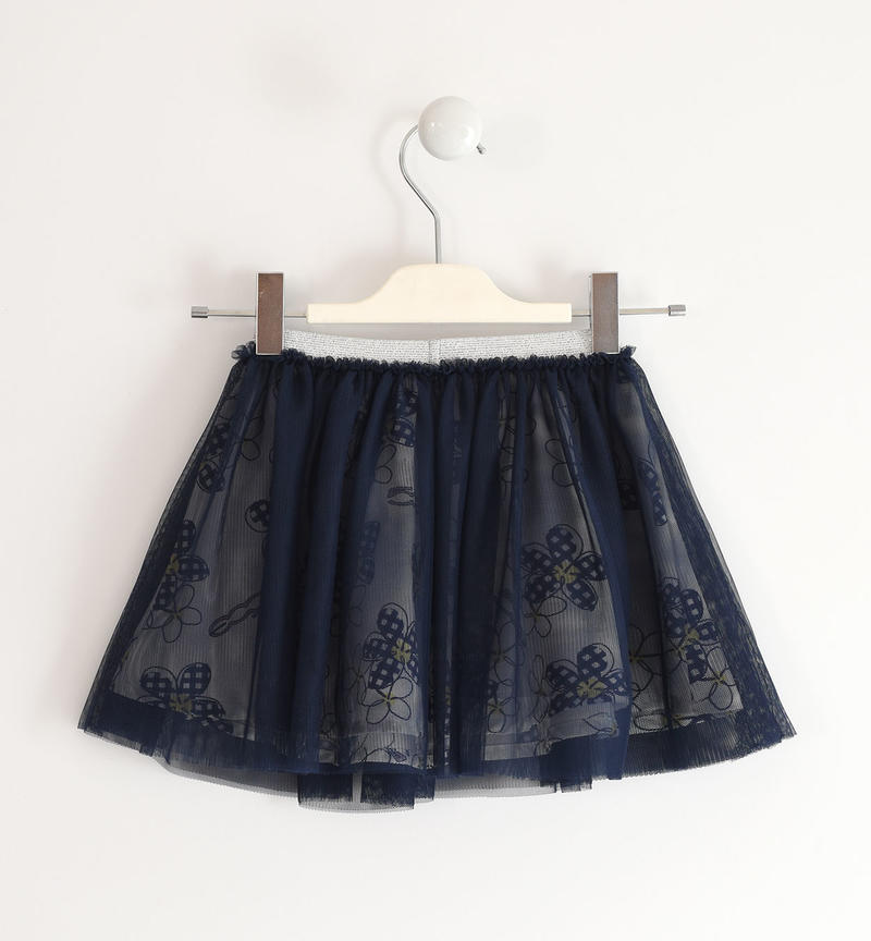 Sarabanda skirt with flowers and tulle Fiat Nuova 500 for girls from 6 months to 8 years BIANCO-NAVY-6TA5