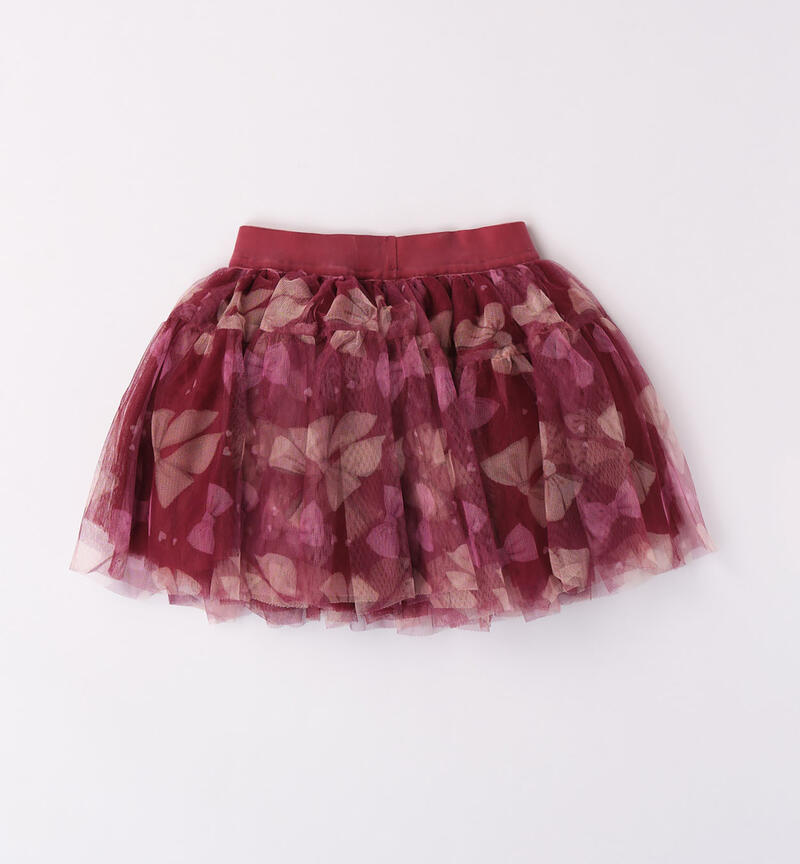 Sarabanda tulle skirt for girls from 9 months to 8 years BORDEAUX-BEIGE-6K83