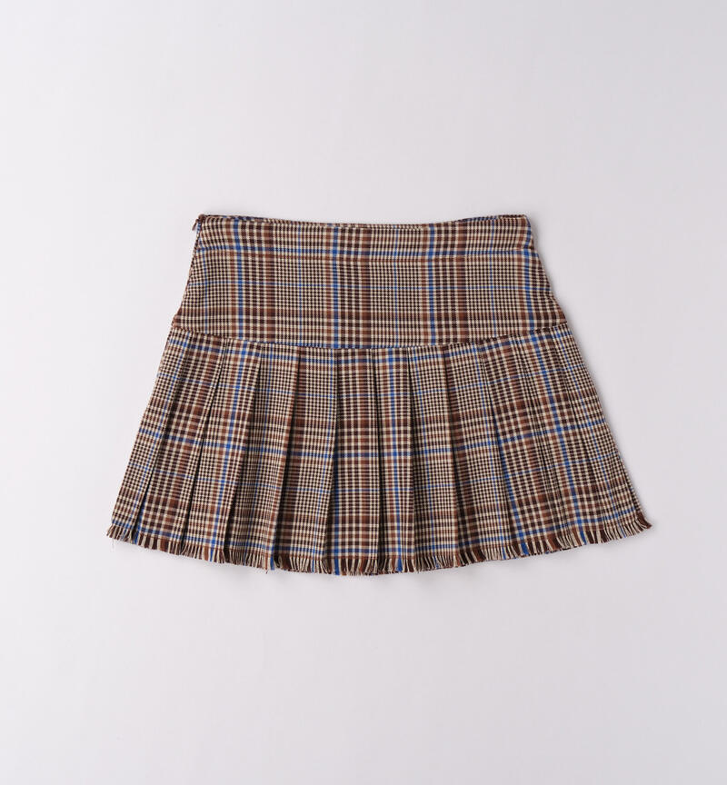 Gonna ragazza tessuto check BROWN-1137
