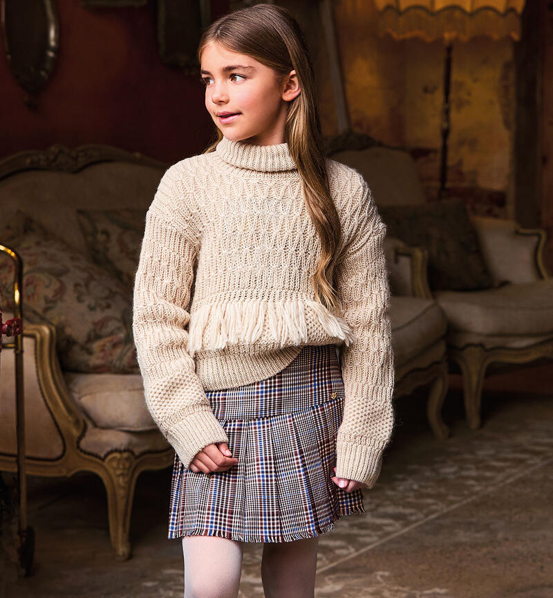 Gonna ragazza tessuto check BROWN-1137