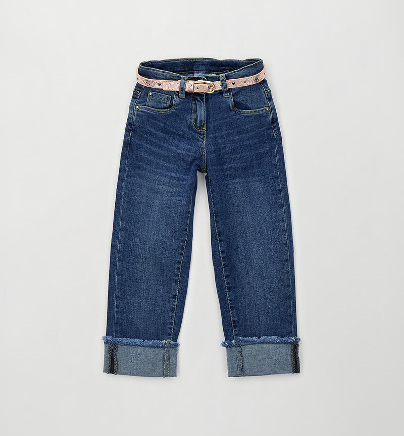 Girls' jeans with belt BLU LAVATO-7410