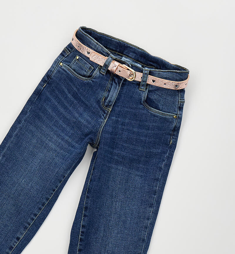 Girls' jeans with belt BLU LAVATO-7410