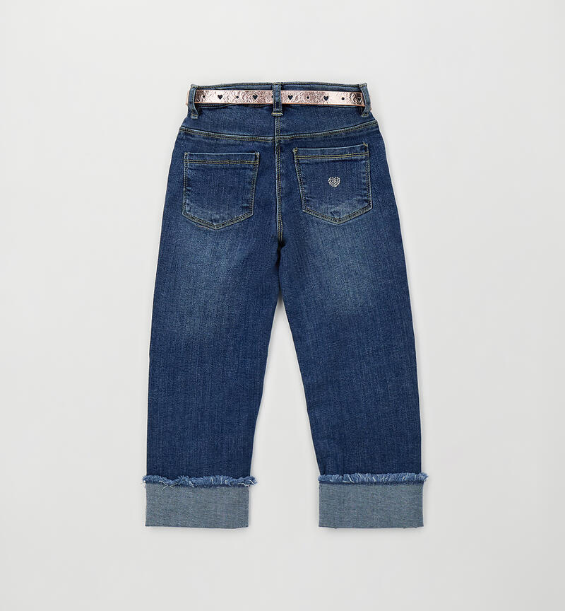 Girls' jeans with belt BLU LAVATO-7410