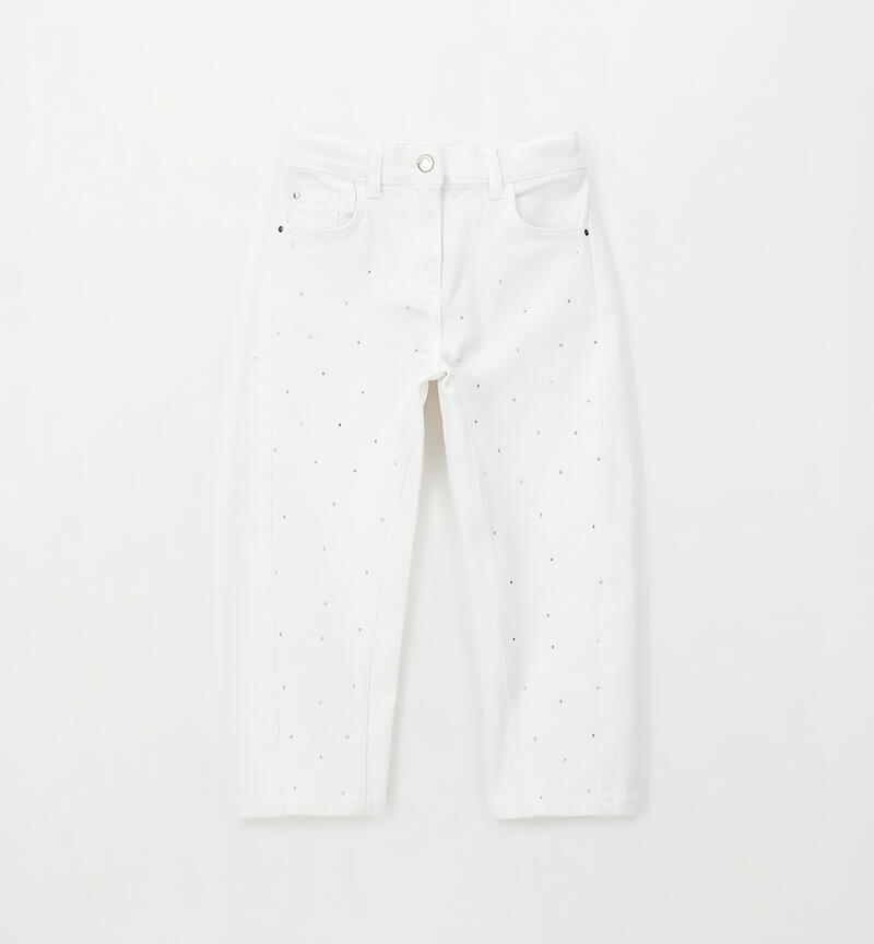 Girls' jeans with rhinestones BIANCO-0113