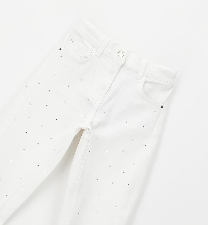 Girls' jeans with rhinestones BIANCO-0113