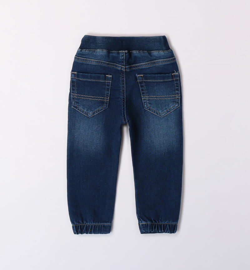 Sarabanda jeans with an elasticated waistband for boys from 9 months to 8 years STONE WASHED-7450