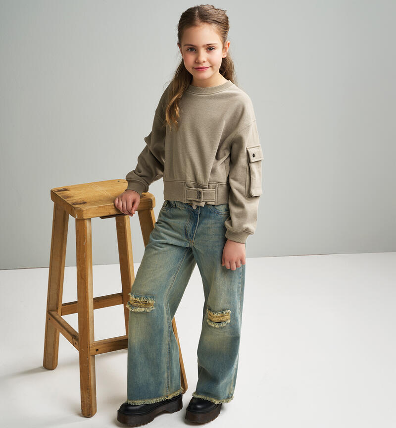 Sarabanda jeans for girls BLEACH.+OVERDYED BEIGE-7162