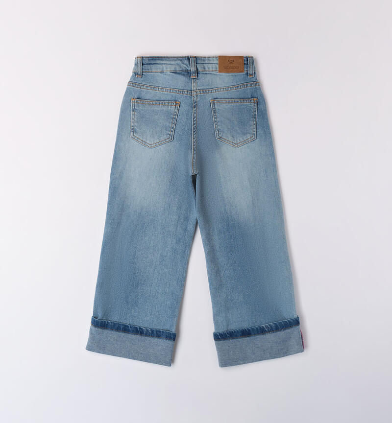 Jeans ragazza con risvolto LAVATO CHIARISSIMO-7300
