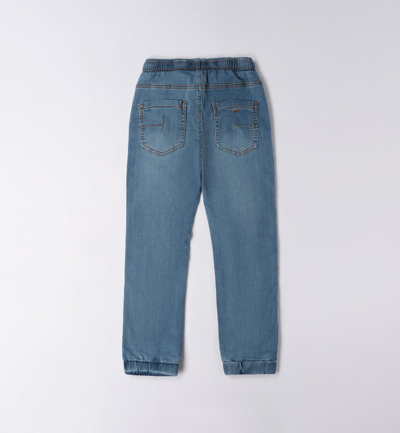 Sarabanda jeans with an elasticated waistband for boys from 8 to 16 years STONE BLEACH-7350
