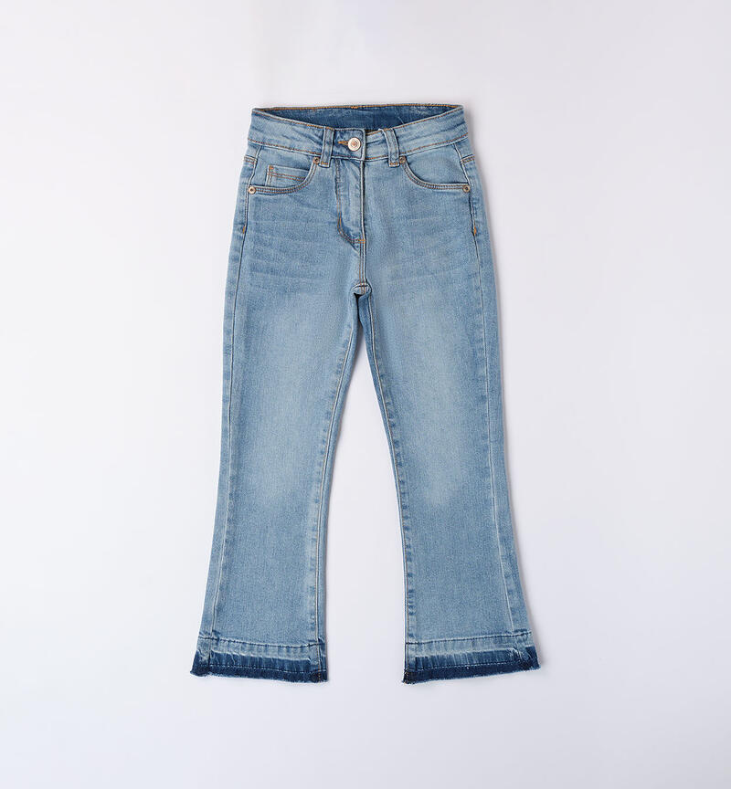 Jeans sfrangiato per ragazza LAVATO CHIARISSIMO-7300