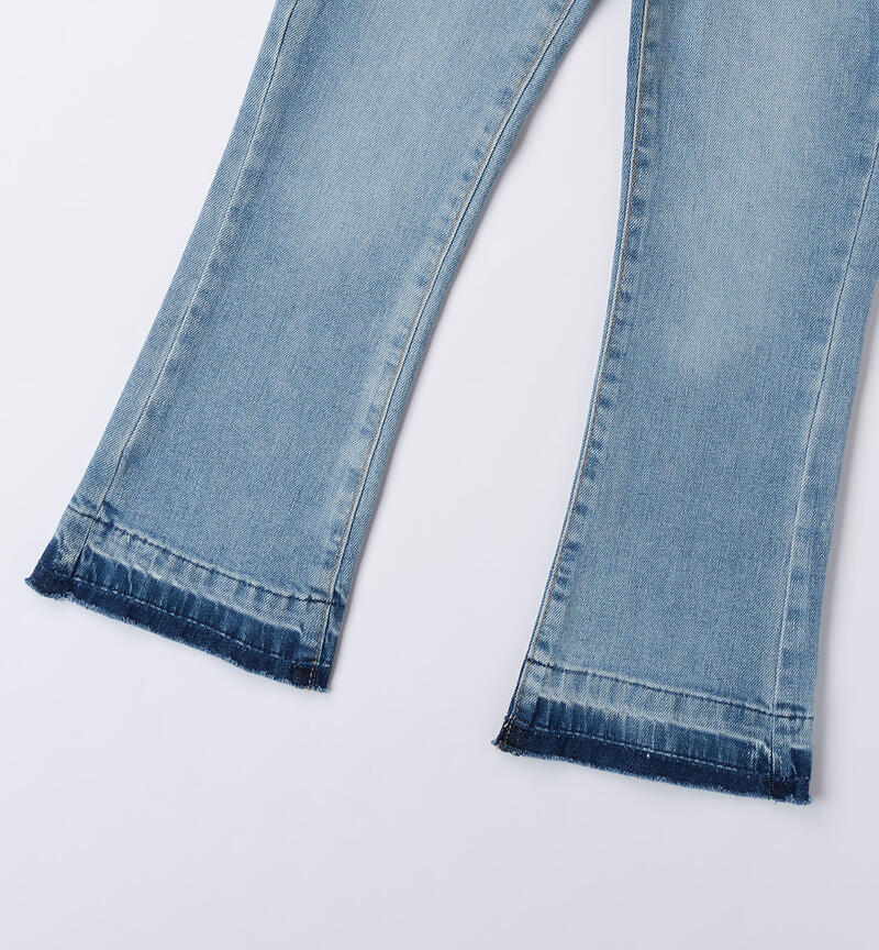Jeans sfrangiato per ragazza LAVATO CHIARISSIMO-7300