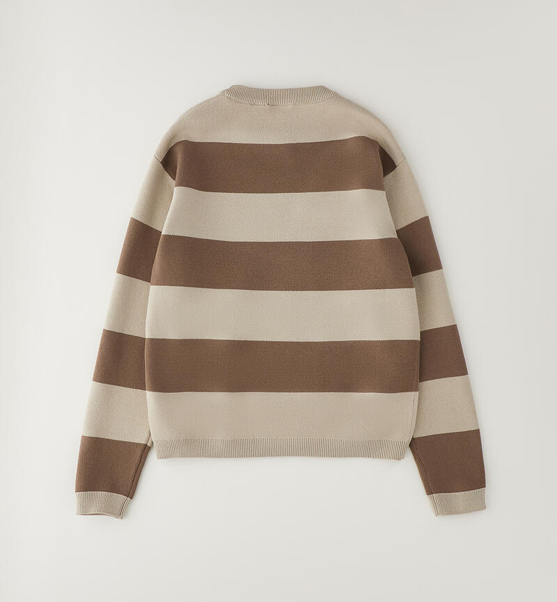 Maglia a righe ragazzo MARRONE-0621