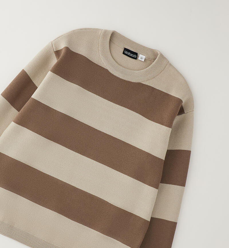 Maglia a righe ragazzo MARRONE-0621
