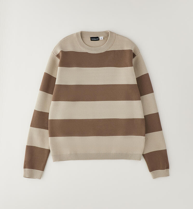 Maglia a righe ragazzo MARRONE-0621