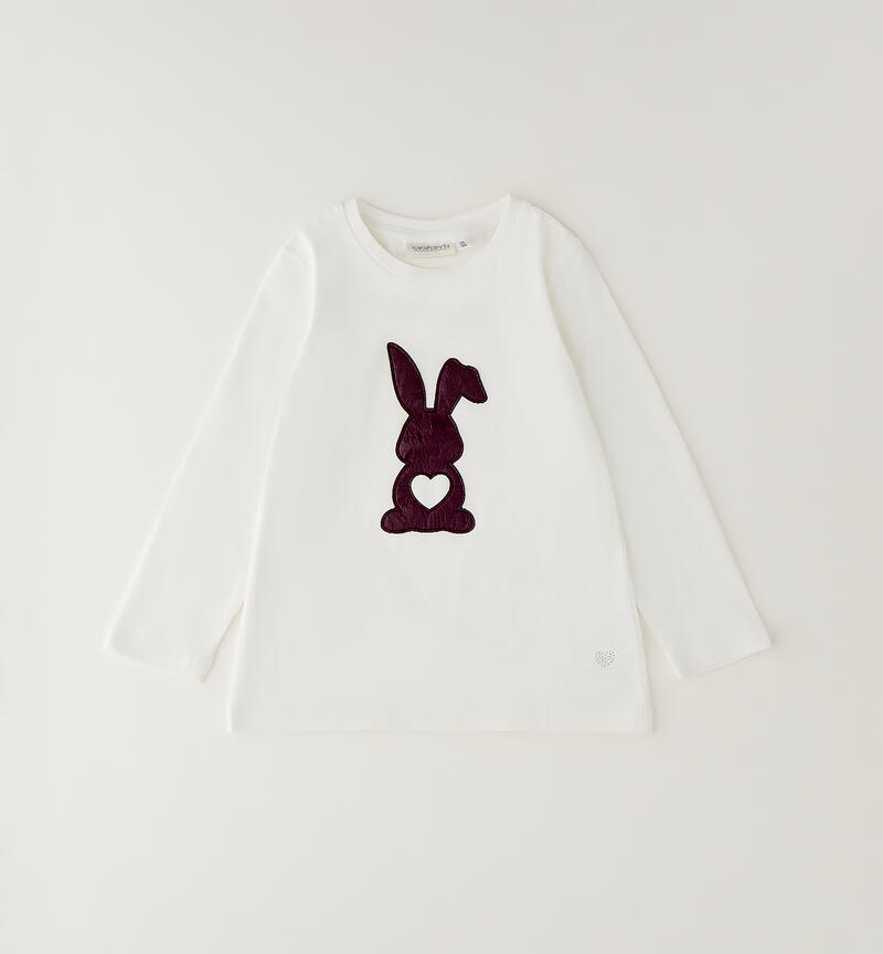 Maglia bambina con coniglio PANNA-0112