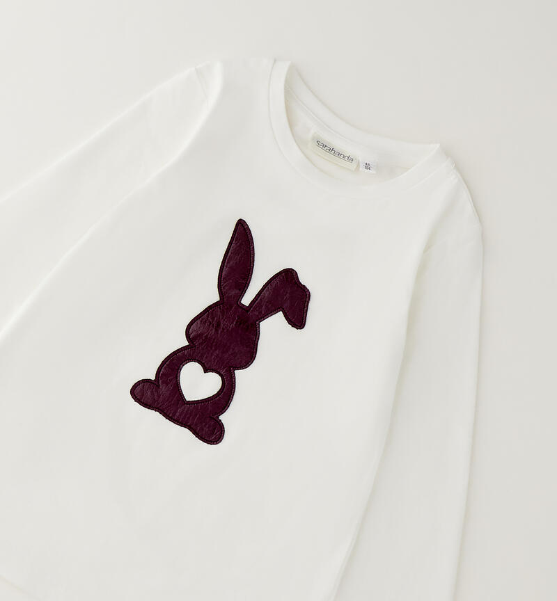 Maglia bambina con coniglio PANNA-0112