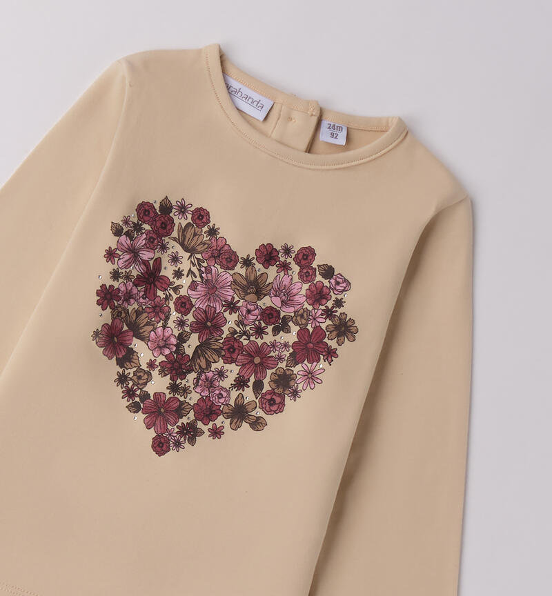 Maglia bambina con cuore BEIGE-0916