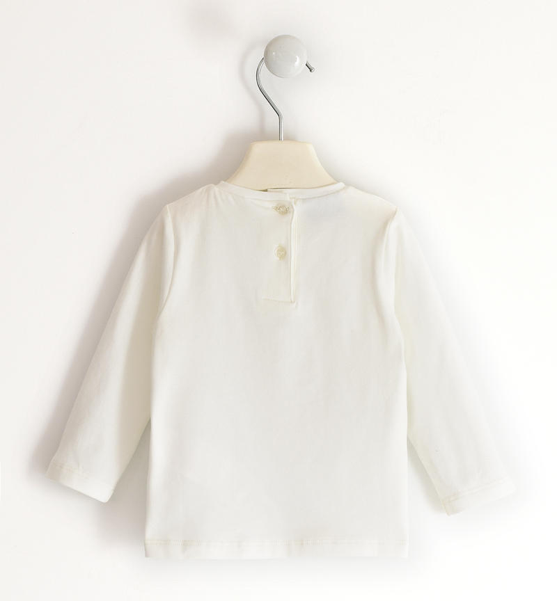 Sarabanda girl's round neck sweater with flowers from 9 months to 8 years PANNA-0112