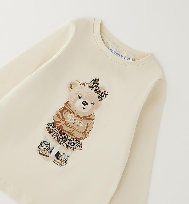 Maglia da bambina in cotone BEIGE-0151