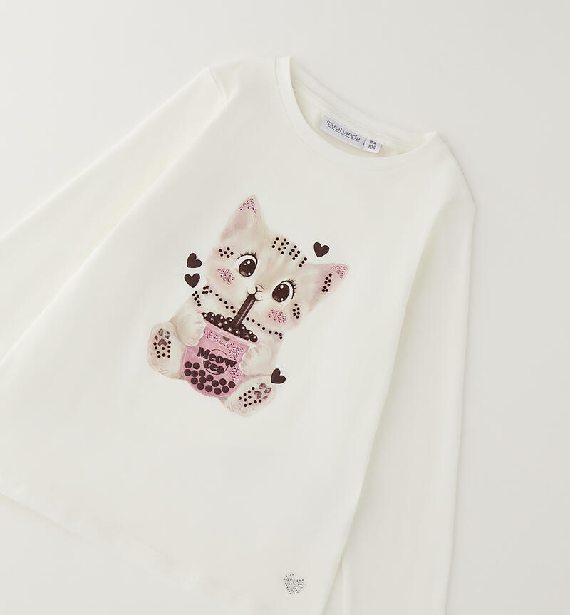 Maglia girocollo da bambina PANNA-0112