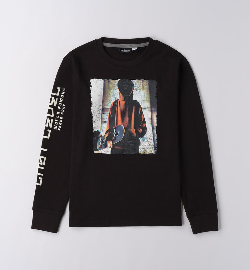 Maglia girocollo ragazzo NERO-0658
