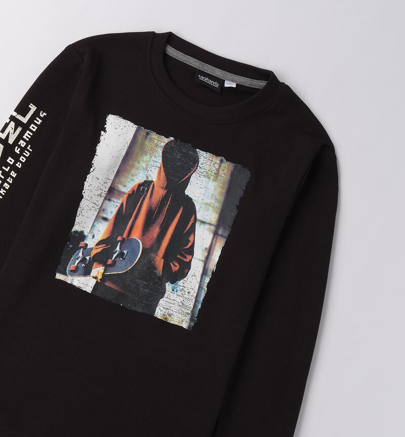 Maglia girocollo ragazzo NERO-0658