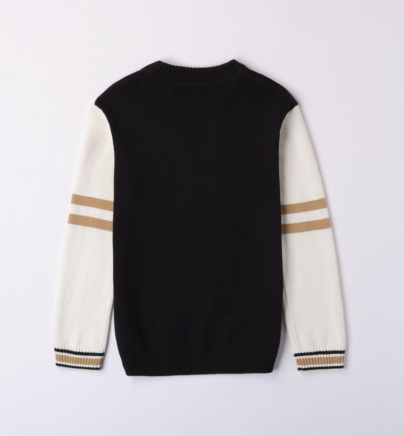 Sarabanda crew neck college jumper for boys from 8 to 16 years NERO-0658