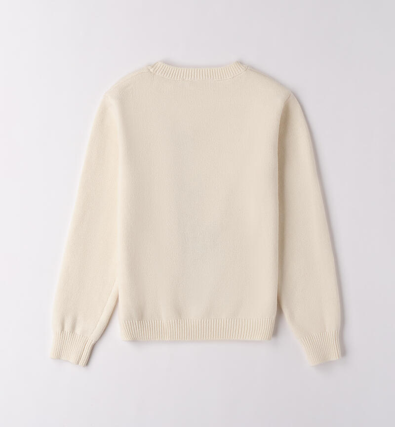 Maglia ragazza con orso CREMA-0921