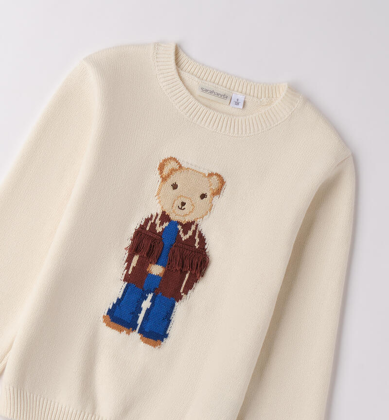 Maglia ragazza con orso CREMA-0921