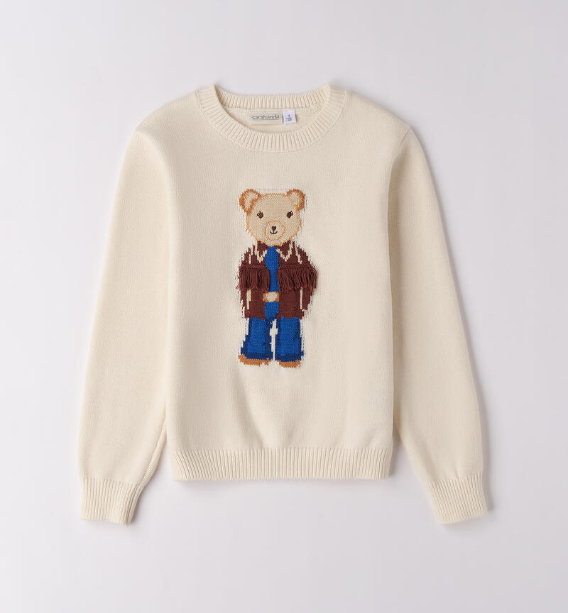 Maglia ragazza con orso CREMA-0921