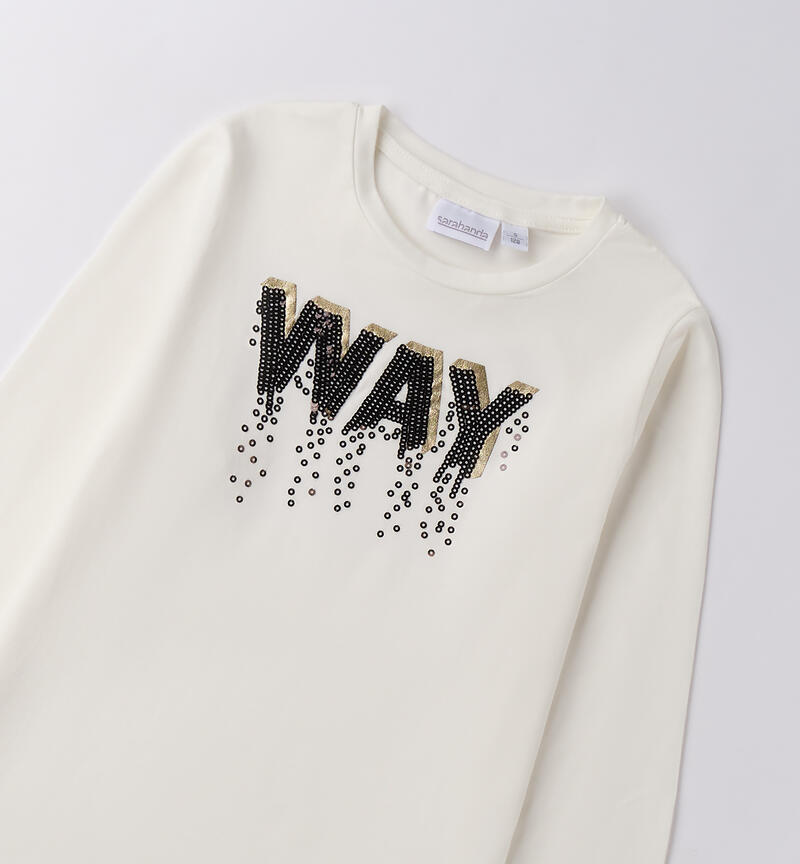 Maglia ragazza con scritta PANNA-0112