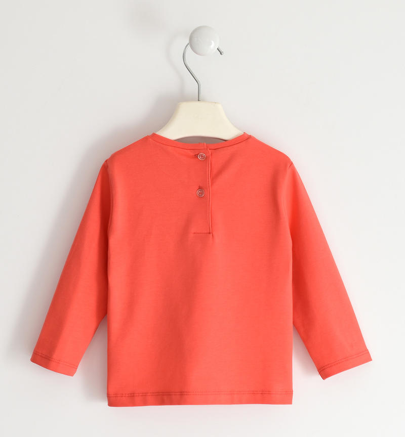 Sarabanda floral T-shirt with rhinestones for girls from 9 months to 8 years ROSSO-2152