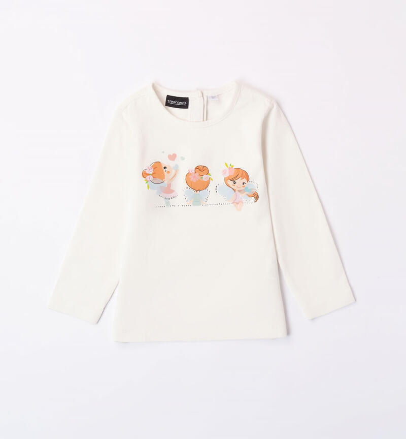 Sarabanda long-sleeved t-shirt for girls from 9 months to 8 years PANNA-0112