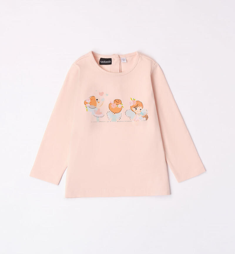 Sarabanda long-sleeved t-shirt for girls from 9 months to 8 years ROSA QUARZO-2613