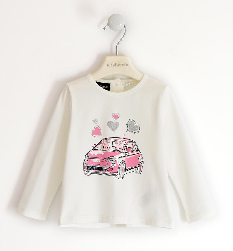 Maglietta bambina capsule Fiat Nuova 500 da 9 mesi a 8 anni Sarabanda PANNA-0112