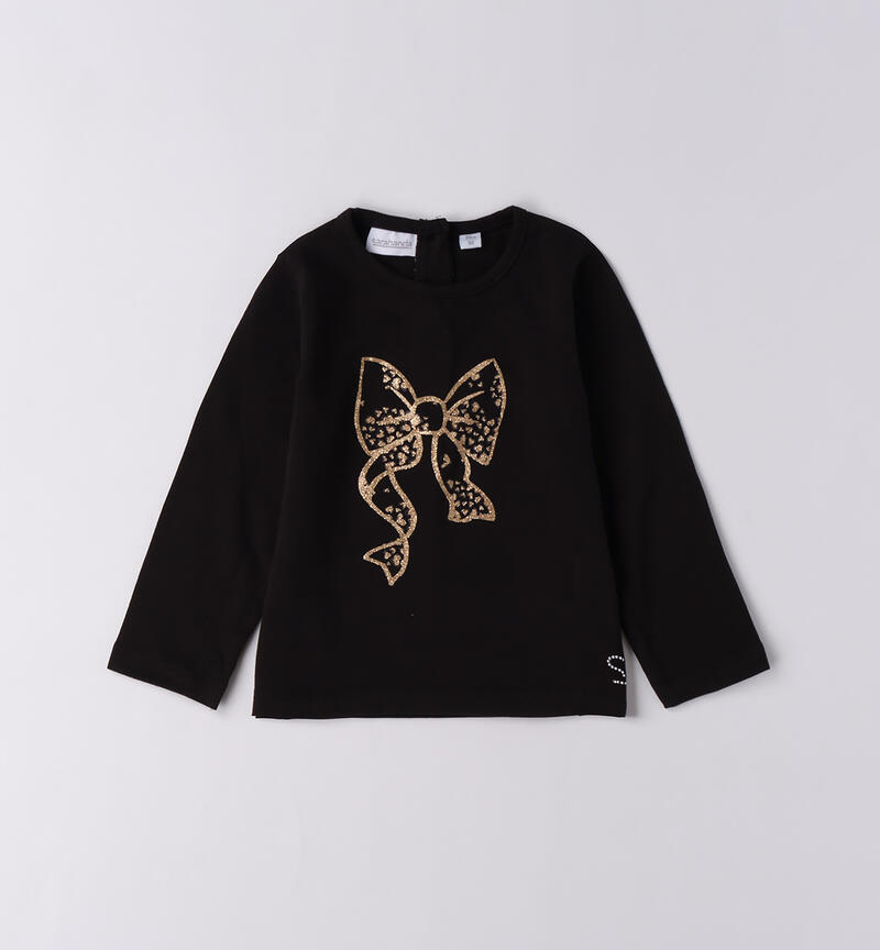 Maglietta bambina con fiocco NERO-0658