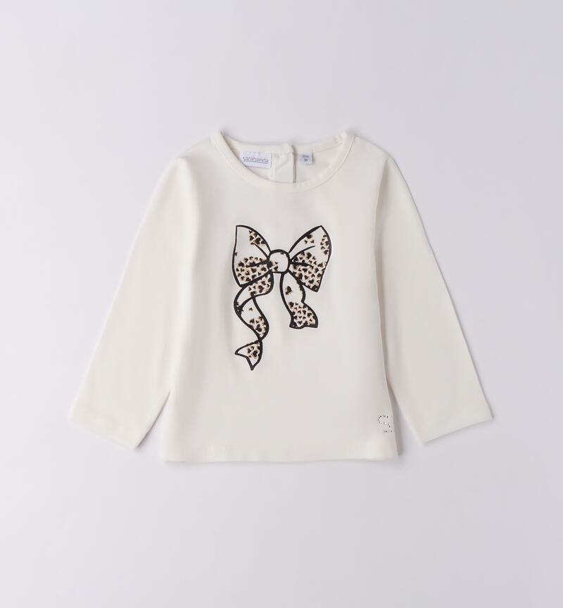 Maglietta bambina con fiocco PANNA-0112