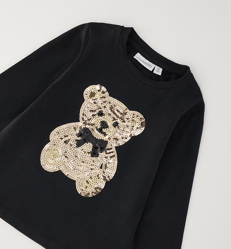 Girls' T-shirt with teddy bear NERO-0658