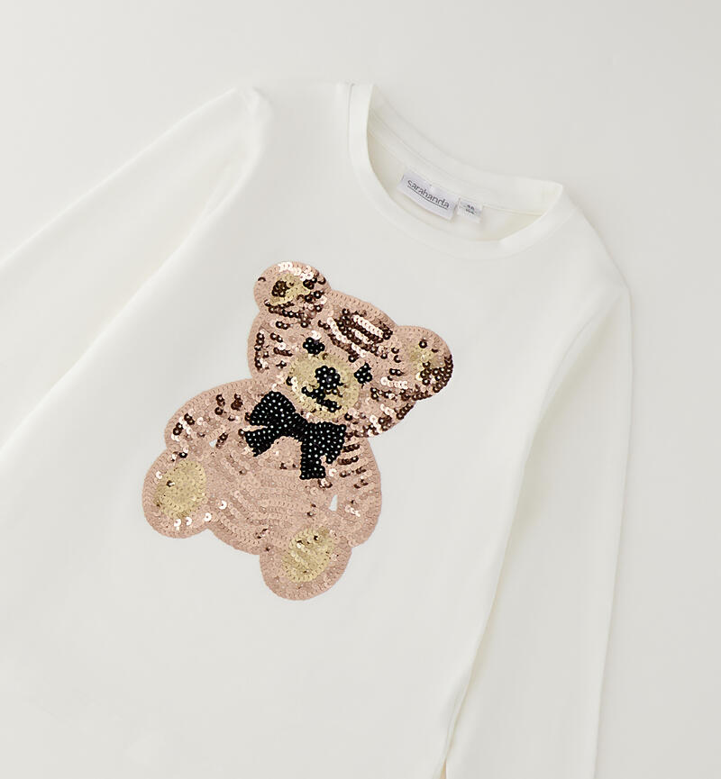 Maglietta bambina con orsetto PANNA-0112