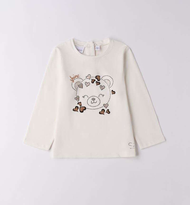 Maglietta bambina con orso PANNA-0112