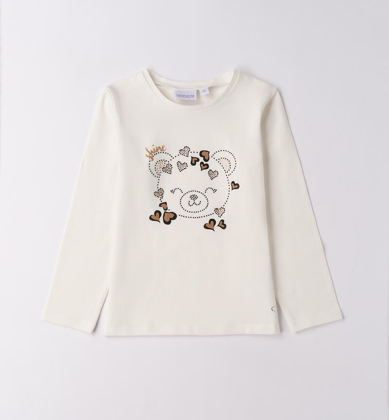 Maglietta bambina con orso PANNA-0112