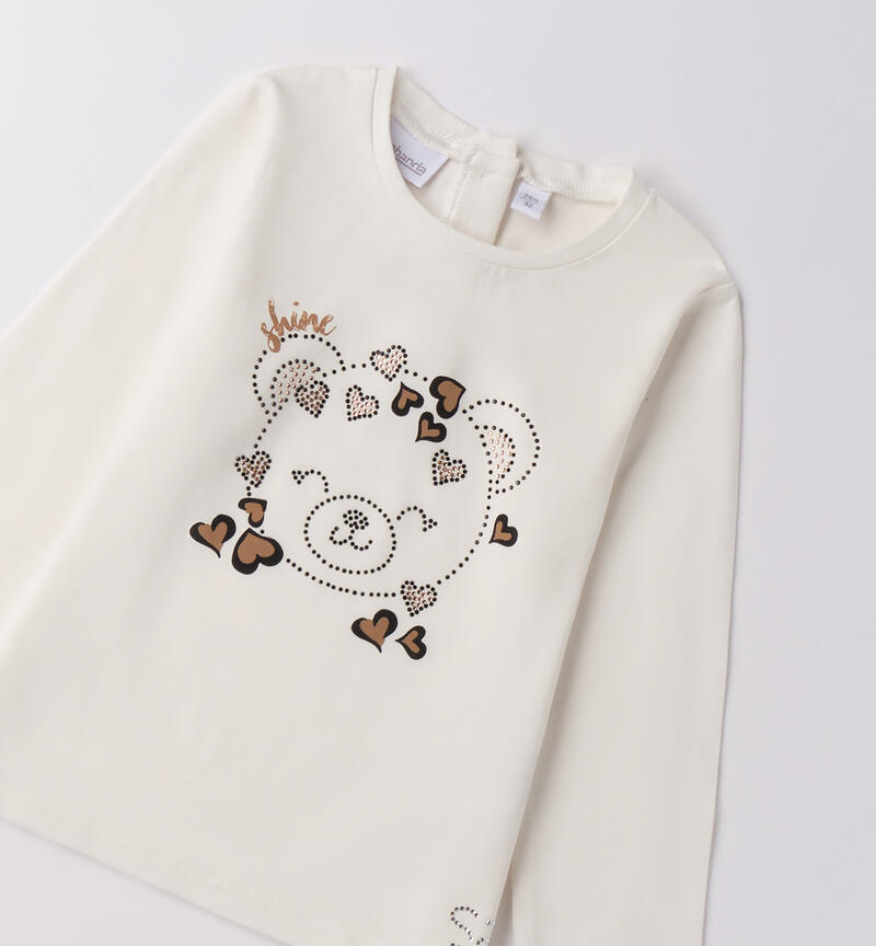 Maglietta bambina con orso PANNA-0112
