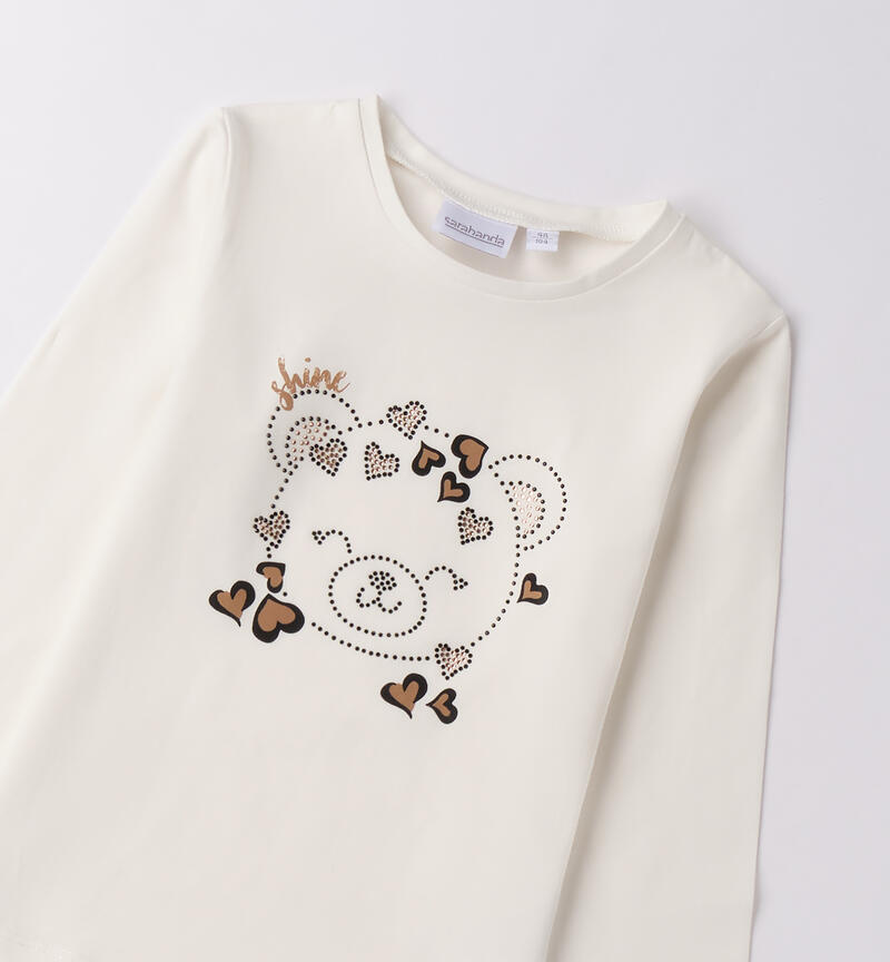 Maglietta bambina con orso PANNA-0112