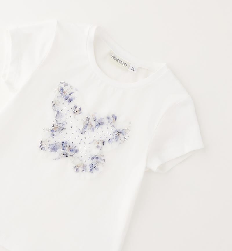 Maglietta bambina con strass BIANCO-0113