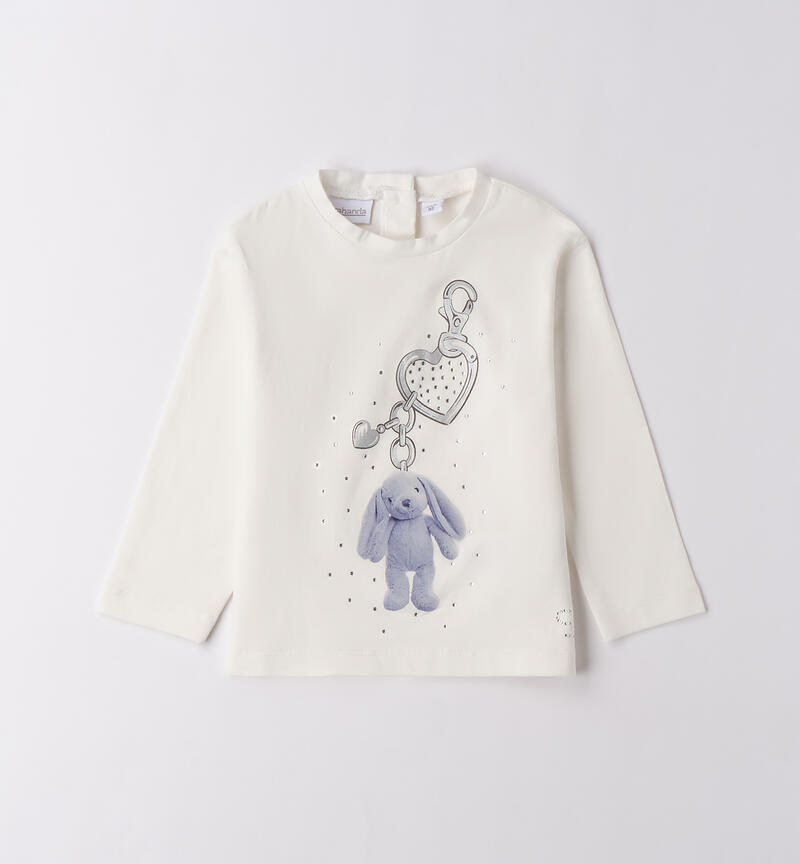 Maglietta bambina con strass PANNA-0112