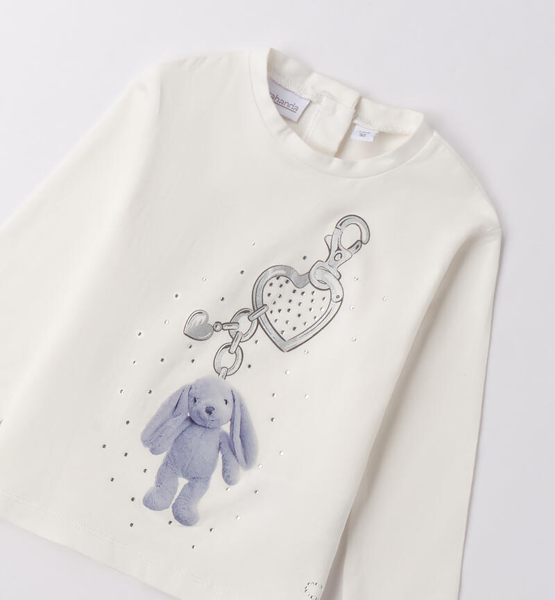 Maglietta bambina con strass PANNA-0112