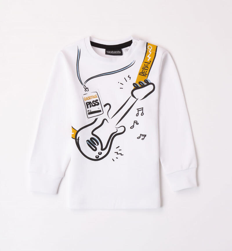 Sarabanda guitar t-shirt for boys from 9 months to 8 years BIANCO-0113