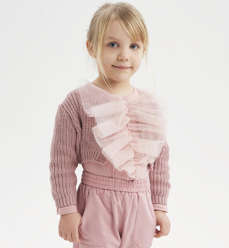 Sarabanda t-shirt with tulle for girls from 9 months to 8 years ROSA-3031